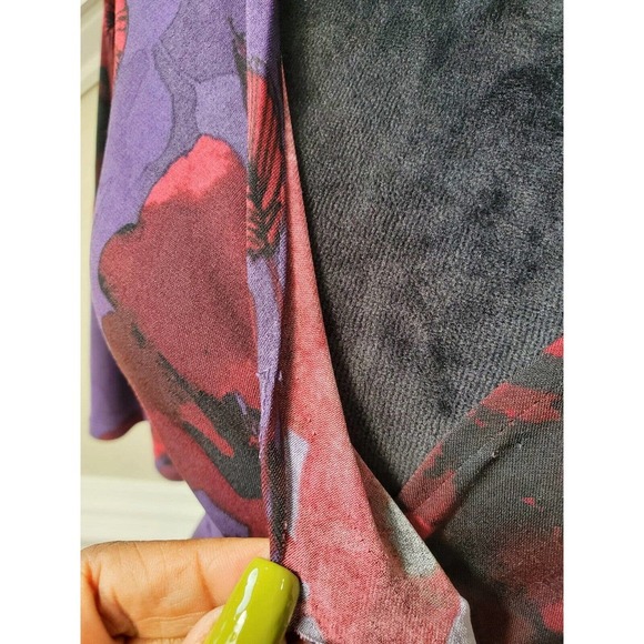 George Women's Purple Floral Polyester V-Neck 3/4 Sleeve Knee Length Dress XL - Picture 6 of 13